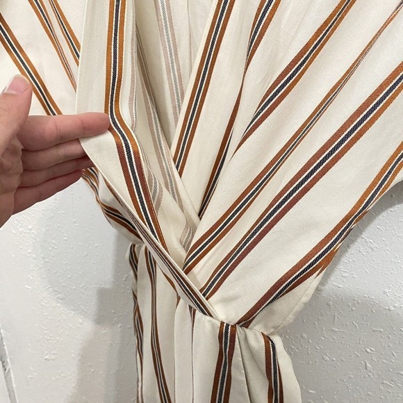 Maje Pieni Rayure Stripe Jumpsuit Surplice V-Neck Straight Leg Womens 34 / XS - Picture 9 of 15